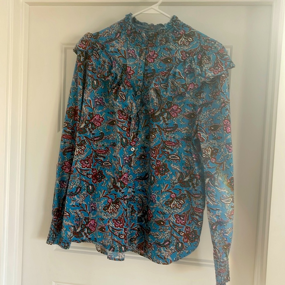LOFT Blue floral button-down.